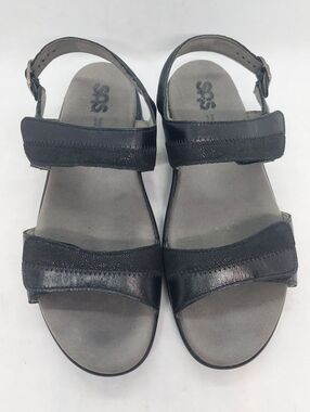 SAS Nudu Heel Sandals Black Womens Size 8.5W Comfort Shoes Casual Slide